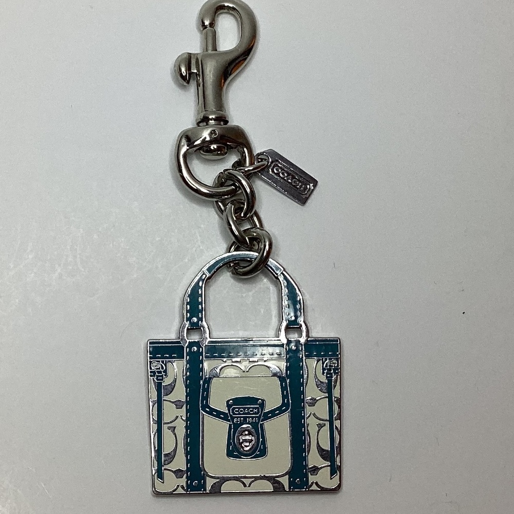 Coach teal enamel purse charm